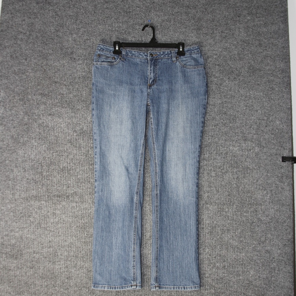 St Johns Bay Straight‎ Leg Jeans Womens 12S Blue Denim Stretch Short Classic